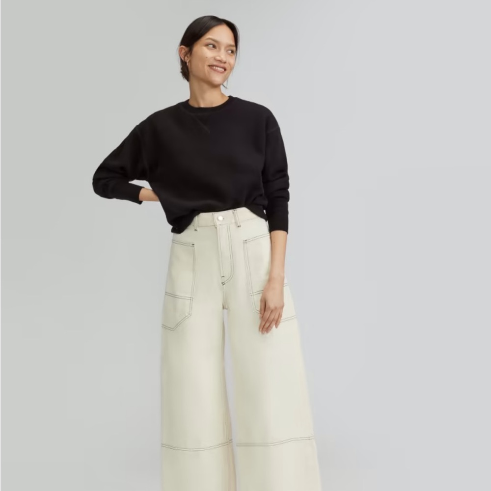 Everlane Women's The Cotton-Merino Sweatshirt Long Sleeve Black Size S